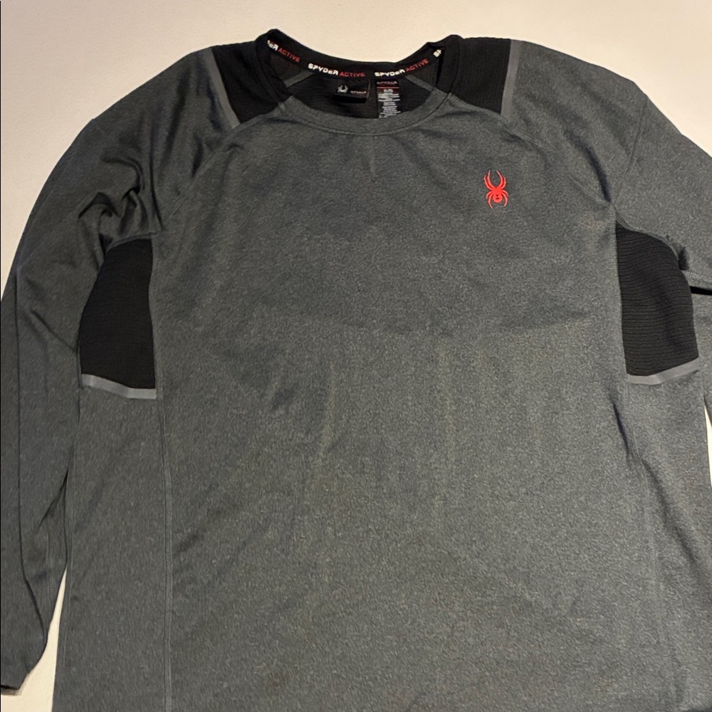 Spyder Men's Dark Gray and Black Long Sleeve Tee
